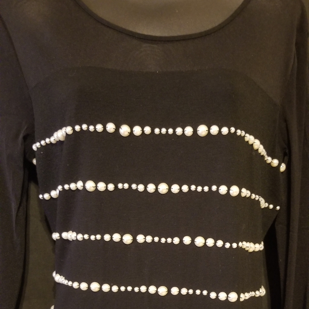 INC BLACK WITH PEARL ACCENT TOP